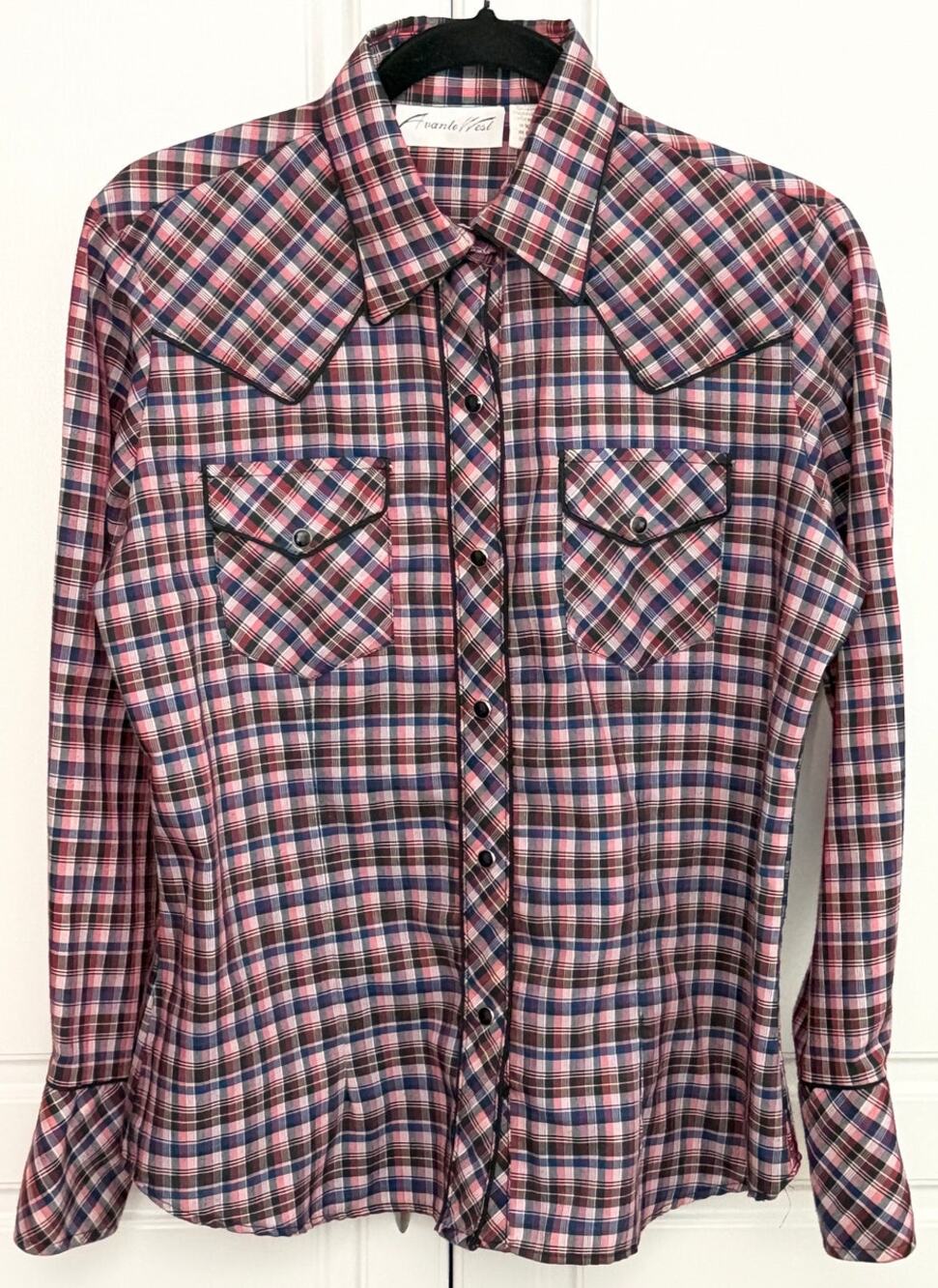 Vintage Avante West Plaid Western Style Shirt with Snaps Size S